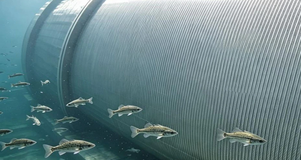 stainless steel wedge wire screen cylinder installed in underwater filtration system for solid liquid separation applications
