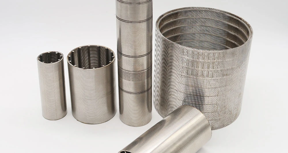 stainless steel wedge wire screen cylinders with precision v shaped wire structure for industrial filtration and screening applications