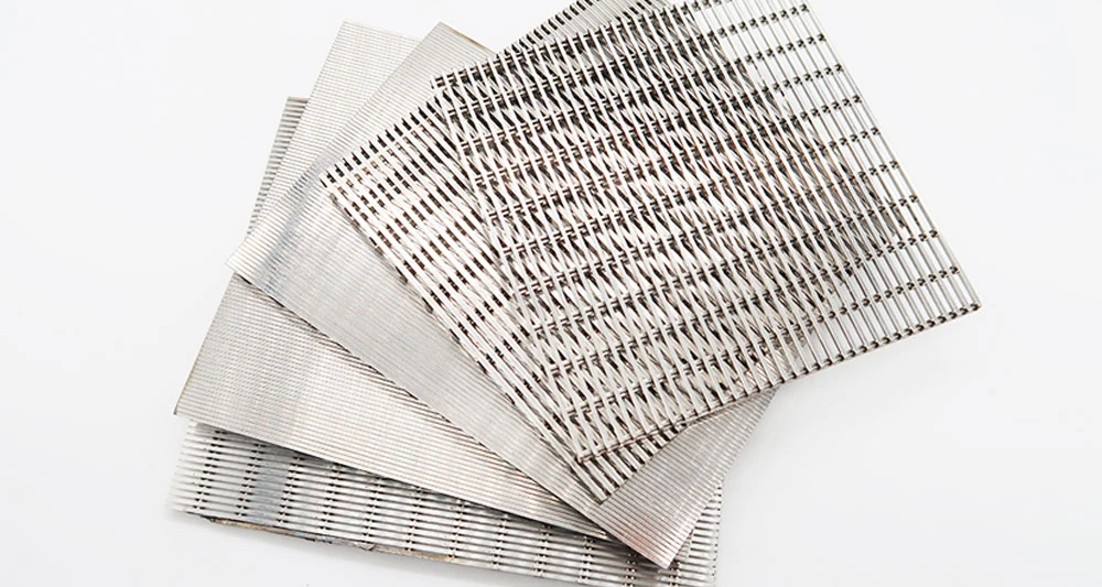 stainless steel wedge wire screen panels with precisely spaced v shaped slots, showing the flat panel design used for mining screening applications.